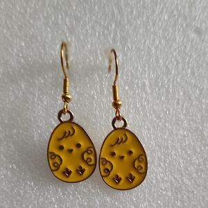 Hand Crafted Yellow Chick Egg Drop Earrings